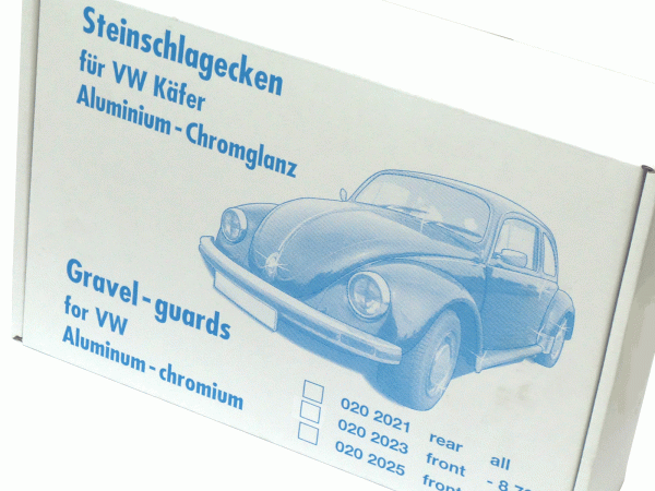 Steinschlagecken vorne VW Käfer 1302/03 Alu Chrom Kotflügel Schutzecken NEU
