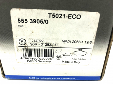 Scheibenbremsklötze PAGID T5021-ECO Audi Golf Bremsklötze alte Lagerware NEU